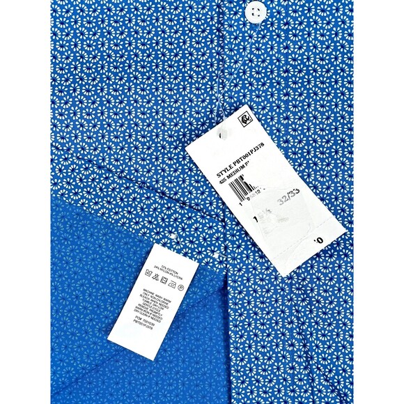 NWT Psycho Bunny Modern Fit Non-Iron Stretch Dress Shirt Floral Blue 15.5 32/33 - Picture 5 of 6